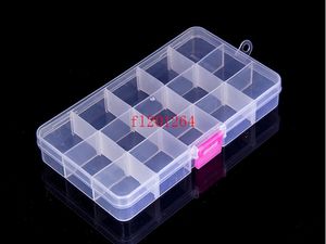 Boîte de rangement vide en plastique transparent à 15 compartiments, 120 pièces/lot, livraison gratuite, conteneur pour bijoux Nail Art, organisateur d'articles divers