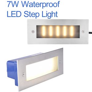 120V LED Step Light Luces de calle para interiores y exteriores con caja de conexiones IP65 a prueba de agua 3000K Blanco cálido 7W Montaje Rectángulo Lámparas de escalera Camino Calzada crestech