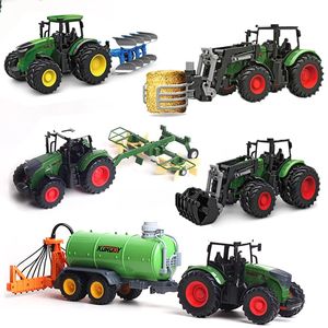 124 Modelo de tractor agrícola Coche de juguete para niños Vehículo de ingeniería Remolque agrícola Kit de montaje de camión de transporte Regalos para niños 240103