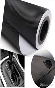 Film vinyle en Fiber de carbone noir 3D 127x30cm, feuille d'emballage de voiture en rouleau, outils, autocollant, style de voiture 2867584