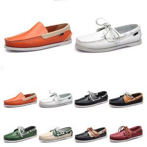 128 Zapatos casuales para hombre de cuero estilo británico negro blanco marrón verde amarillo rojo moda al aire libre cómodo transpirable