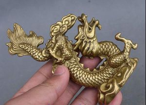 Estatua de la suerte del dragón del zodiaco del año de latón de cobre puro Feng Shui folklórico de China de 12CM