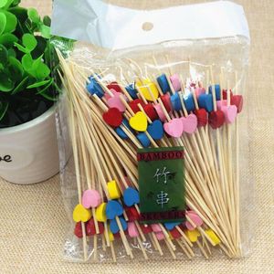 12cm Heart Flower Star Bamboo Pick Buffet Cupcake Fruit Fork Party Dessert Salad Stick Cocktail Skewer QW9699