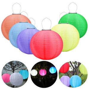 12in LED étanche tissu solaire lanterne chinoise en plein air festival décoration de jardin lampe suspendue fournitures de mariage nouvel an 2022 Q0810
