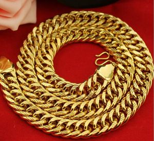 Cadena de látigo de doble hebilla de 12 mm Collar cubano de oro de 18 quilates para hombres