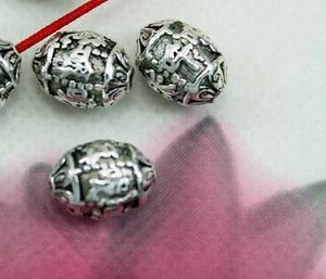 Mantra de 12 mm de long à six caractères Ellipse Tibetan Silver Alloy pour les bijoux faisant des accessoires de bijoux de bricolage