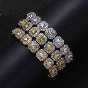 12 mm de ancho Cadena Bling Latón Hip hop Iced Out Zircon Joyería para hombres CZ Pulsera cubana BB006