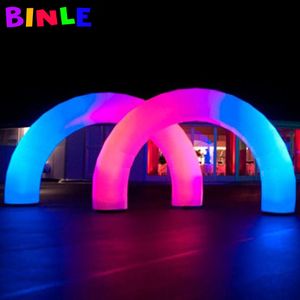 12 mW (40 pieds) en gros grande arche gonflable ronde avec éclairage LED décoration fête de mariage événement arc-en-ciel arcade entrée ligne d'arrivée ballon illuminé