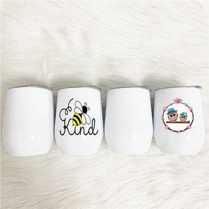 Taza de vaso de vino de sublimación de 12 oz, taza de cerveza de acero inoxidable, tazas de café con forma de huevo al vacío de doble pared, regalo de graduación