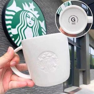 12OZ16OZ Starbucks tasse en céramique spéciale classique blanc océan déesse en relief café Couple tasse bon cadeau Product276i