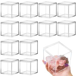 12pc Boîte de bonbons en acrylique transparent Cube carré en plastique transparent Boîte de dessert de rangement de rangement d'emballage de chocolat Boîte d'affichage 240426