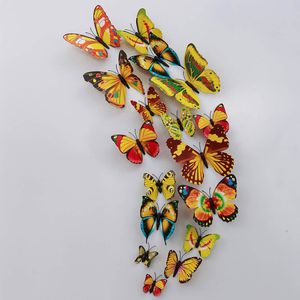 12 pièces 3D papillon autocollant mural papillons colorés autocollants mariage chambre salon décalcomanies beaux papillons autocollants