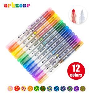 12 pièces créatif magique couleur surligneur modifiable main compte marqueur stylo ensemble double pointe Art 231220