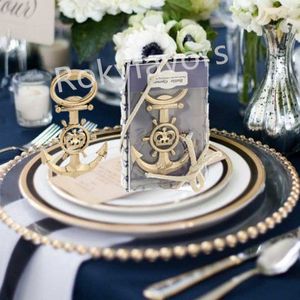 12pcs Gold Anchor Bottle Opender Wedding Favors Navy Or Nautical Taritical Party Gifts Engagement Shower Event Giveaways Anniversary KeepSake