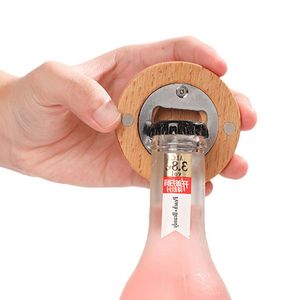 12PCS/lot Blank DIY Wooden Round Shape Bottle Opener Coaster Fridge Magnet Decoration Beer Bottle Opener new