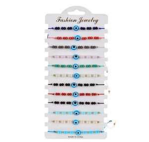 12 pcs/lot coloré mauvais œil perles Bracelets à la main tressé chaîne bonne chance Nazar amulette bracelet chanceux turc symbole religieux bijoux