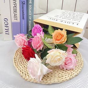 Fleur de Rose artificielle au toucher réel, 12 pièces/lot, sensation hydratante, décoration de fête de mariage, de maison, branche de Flore