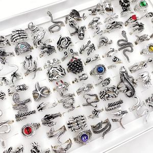 12pcs / lot vintage Punk Snake Dragon Animal Devils Eye Anneaux réglables pour hommes et femmes Open Hop Hop Gothic Jewelry Gift 240416