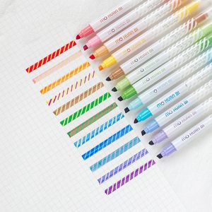 12pcs Magic Color Highlighter Pen Set à double côté fluorescent Effrayable Marker Drawing Art Pen Stationery Office School A6809 240423