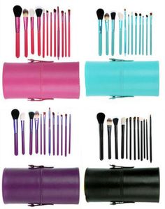 12pcs Makeup Brush Setcup Holder Professional Cosmetic Brushes Set with Cylinder Cup Holder DHL JJD22134750668