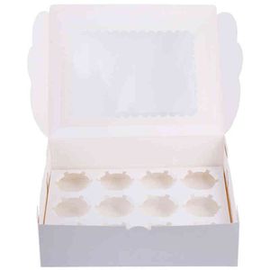 Caja de embalaje de 12 uds, caja de almacenamiento para cupcakes, contenedor para pasteles sin cinta H1231