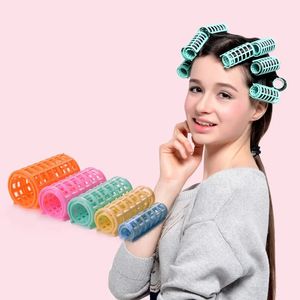 12PCS / SET 20 mm rose auto Grip Curly Rouleau Simple Operation Embedded Hairstyle Tube amovable Home Utiliser l'outil de coiffure