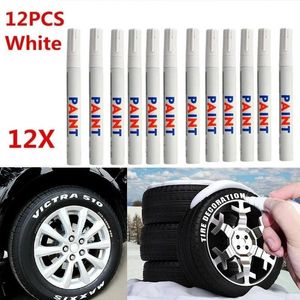 12 pièces/ensemble blanc étanche en caoutchouc Permanent peinture marqueur stylo voiture pneu bande de roulement environnement pneu peinture 231226