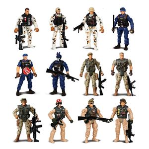 12pcs Warrior Elite Force 1 18 Military Snow Soldiers Navy Action Figure Toys Mothable Army Man W / Arme for Children Boy Gifts 240430