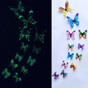 12pcSset Luminous Butterfly Wall Stickers Living Room Butterflies for Wedding Party Decoration Home 3D Fridge Decals Fond Papin de peint 240410