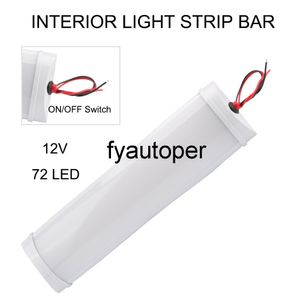 Barre lumineuse Led pour intérieur de voiture, 12V, 10W, 72LED, plafonnier, lampe de lecture avec interrupteur, pour camion, camping-car, bateau