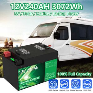 12V 240Ah 200Ah LiFePO4 Battery Pack 12.8V 3072Wh 5000+ Deep Cycles Built-in 4S 200A BMS Rechargeable RV Car Battery EU NO TAX