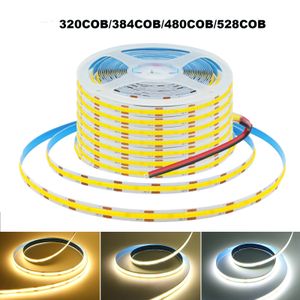12V 24V COB LED Strip Light 320COB 480COB 528COB 384COB LEDs Flexible Tape High Density Linear Lighting Warm Natural White