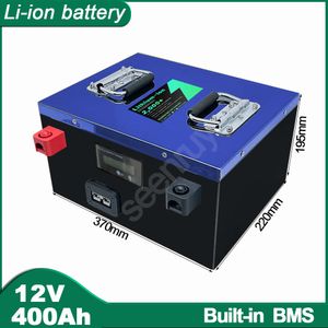 Batterie Li-ion 12V, 400ah, avec chargeur, Lithium polymère, parfaite pour le système solaire de secours, AGVS, camping-car, camping-car