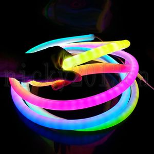 12V 5M WS2811 Adressable 5050 RGB LED Pixel Neon Sign Tube Flexibe Strip Light 360 Round 360LEDs PVC IP67 Étanche Dream Color Super Bright grande taille