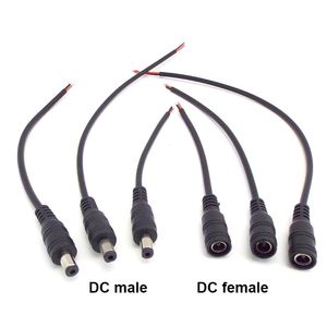 12V 5V 2PIN Cable CC Masculino Masculino Enchufe 22AWG 3A Fuente de alimentación Cable de coleta Cable de coleta 5.5x2.1 mm enchufe para luz de tira