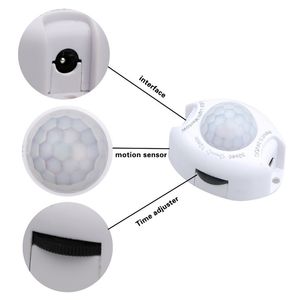 Interruptor de luz con sensor de movimiento de 12 V, temporizador activado de 5 V CC, detector de movimiento automático, luces de tira LED, interruptores de sensores de movimiento PIR