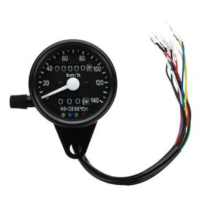 12V Motocicleta Dual Odómetro KMH Velocímetro Indicador LED Retroiluminación Luz de señal - Negro