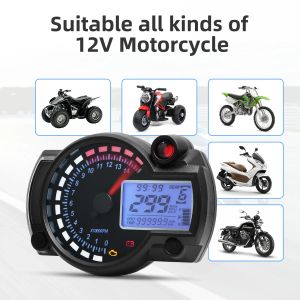 12v Nouveau Universal LCD Digital Motorcycle Odomètre M compteur de vitesse 7Colors Tachymètre Tachymètre Réglable Max 299 km / H