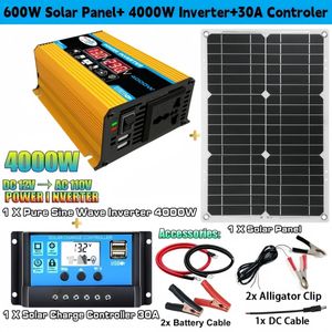 Système de panneaux solaires 12V à 110V/220V, contrôleur de Charge de batterie, panneau solaire 12V, Kit d'onduleur solaire 4000W, production d'énergie complète 240124