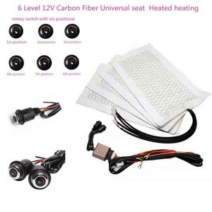 12V Universal 6 Level Round switch 12V Carbon Fiber Universal Car Heated heating Heater Seat Pads Winter Warmer Seat Covers KI H220428