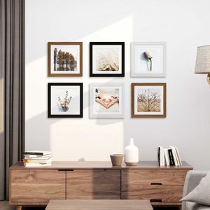 12x12 8x8 Square Po Frame Nero Bianco 30x30 20x20cm Cornici con tappetino Nordic Simple Wooden Frame Home Decor 210611