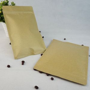 12x20cm 100pcs / lot Brown Kraft Paper Aluminium Foil Ziplock Bag, Mylar Placage Paper Zip Pouch Coffee Bean Package, Dry Cranberry Pack Sack