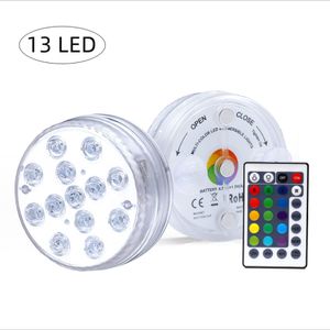 13 LEDs Underwater Light 16 Colors RGB IP68 Waterproof Swimming Pool Light RF Remote Control Submersible Lights For Pond Vase