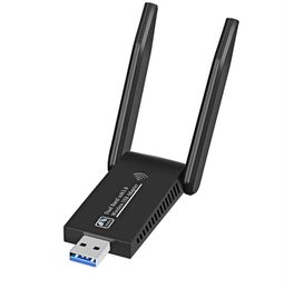 Adaptateur Dongle WiFi USB 1300 3.0 Mbps, carte réseau sans fil avec double bande 2.4GHz/5GHz, double antenne à Gain élevé 5.8G COMFAST