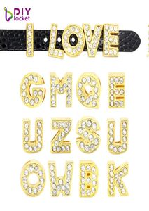 130pcs 8 mm Gold Color Slide Letters Charms anglais Alphabet Az Bracelet Bracelet Nom de l'animal