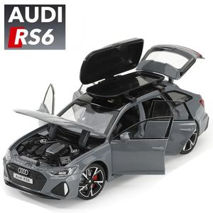 132 Audi RS6 modelo de coche de juguete con puertas de luz de sonido colección de vehículos fundidos a presión de aleación abierta para niño regalo de Festival para adultos 240131