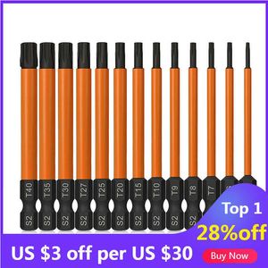 13pcs 75mm Torx Bit Set Security Star s Tournevis inviolable à tige hexagonale 1/4 pouce avec pointe magnétique