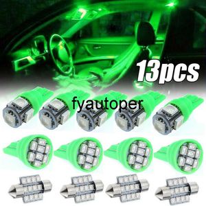 13 pièces vert LED voiture lumière assemblage intérieur intérieur dôme coffre carte plaque d'immatriculation lampe ampoules voiture Tuning décoration accessoires