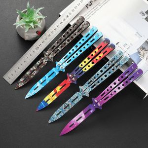 Cuchillo de mariposa de acero inoxidable de 14 colores, CSGO Balisong Trainer, cuchillos de práctica de bolsillo, herramienta de entrenamiento para juegos al aire libre, hoja sin cortar