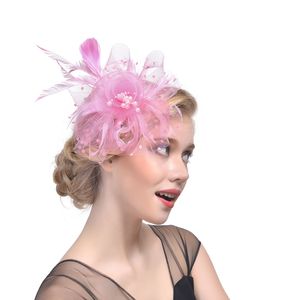 14 colores Sombreros de novia Tocado de plumas Cabello Nupcial Birdcage Velo Sombrero Sombreros de boda Fascinadores Flores de cabello femeninas baratas para Weddi198L